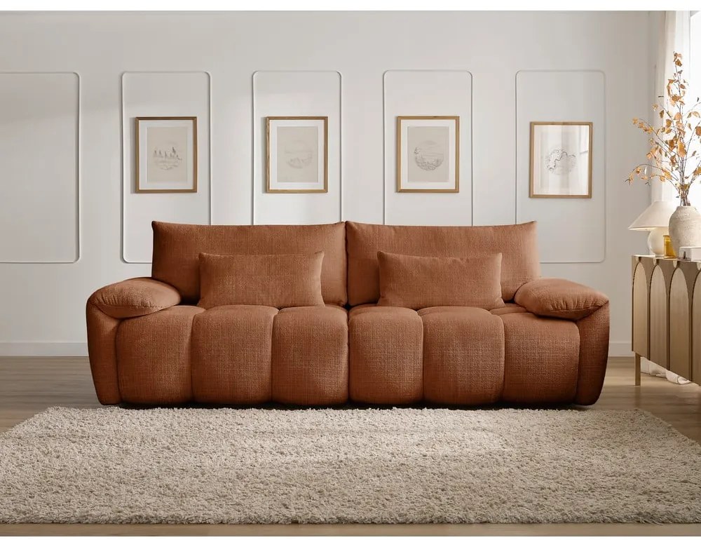 Ceglasta sofa z tkaniny szenilowej 264 cm Ivane – Bobochic Paris