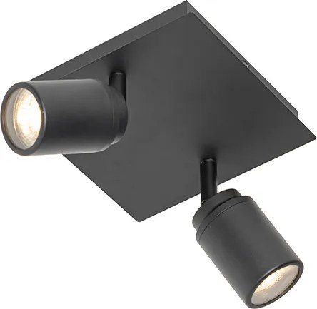 Nowoczesny reflektor łazienkowy czarny kwadratowy 2-światła IP44 - Ducha