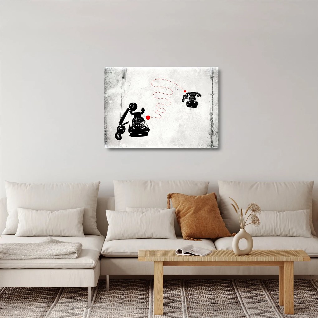 Obraz na szkle - Rysunek telefonu w stylu Banksy (70x50 cm)