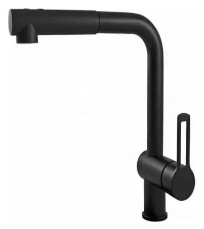 Paffoni - Bateria zlewozmywakowa z wyciąganą słuchawką RINGO 29,2 cm czarna