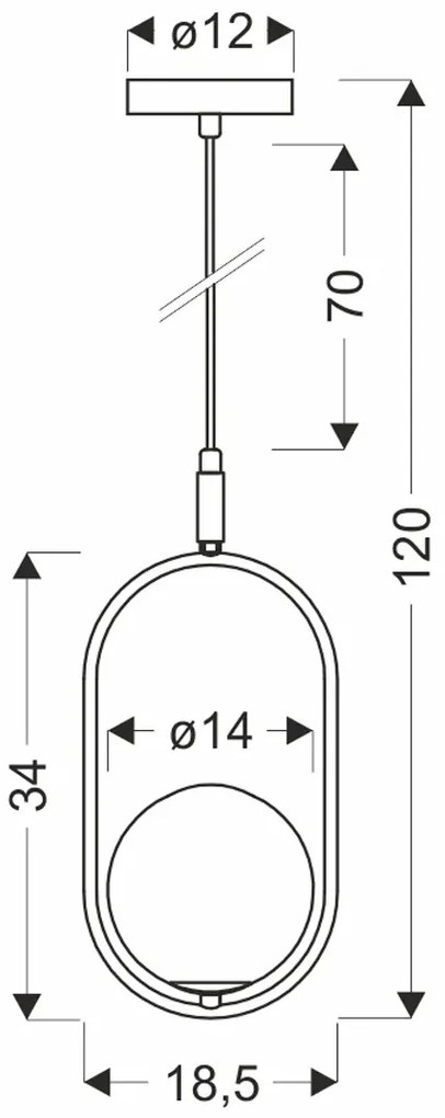 Miedziana pojedyńcza lampa wisząca -M083 Varax 9X