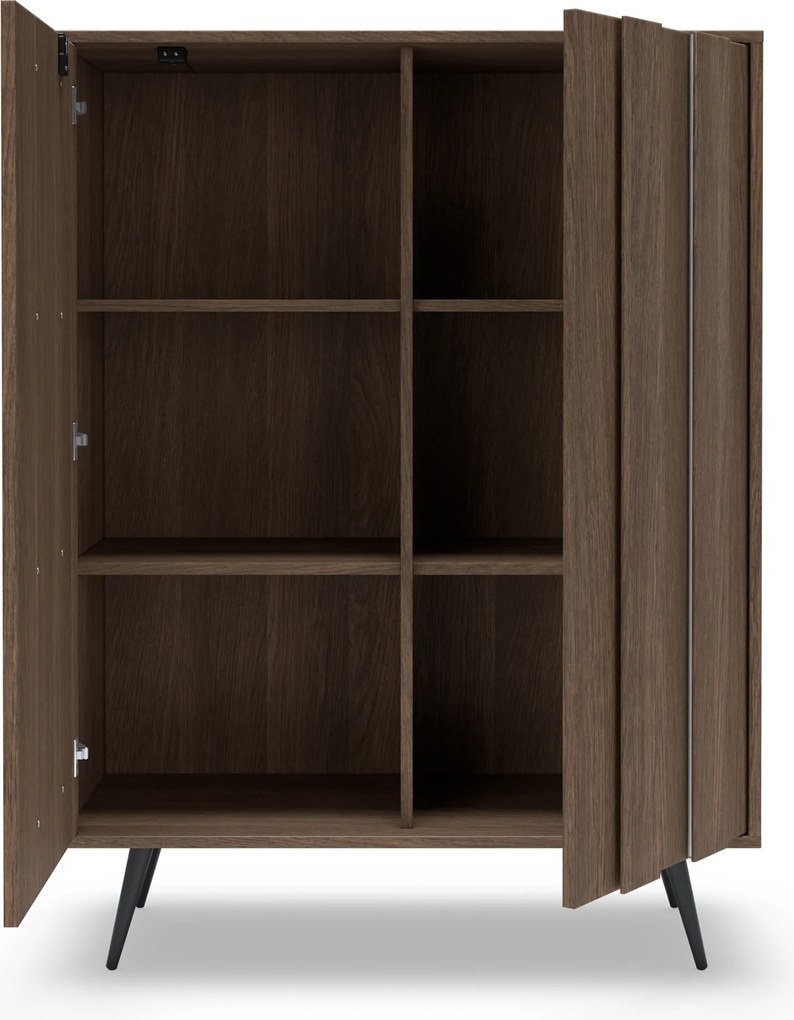 Komoda wysoka Flaro 93 cm z oświetleniem - dąb dunin