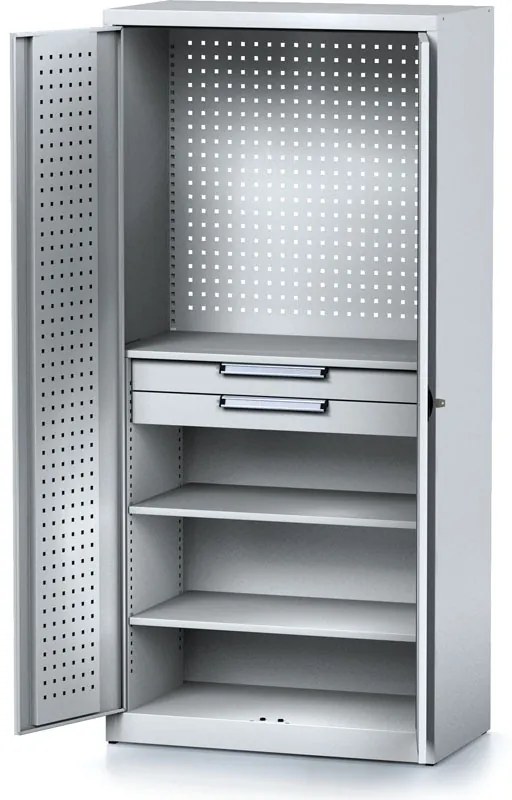 Szafa warsztatowa MECHANIC, 1950 x 920 x 500 mm, 2 szuflady, 3 półki, szare drzwi