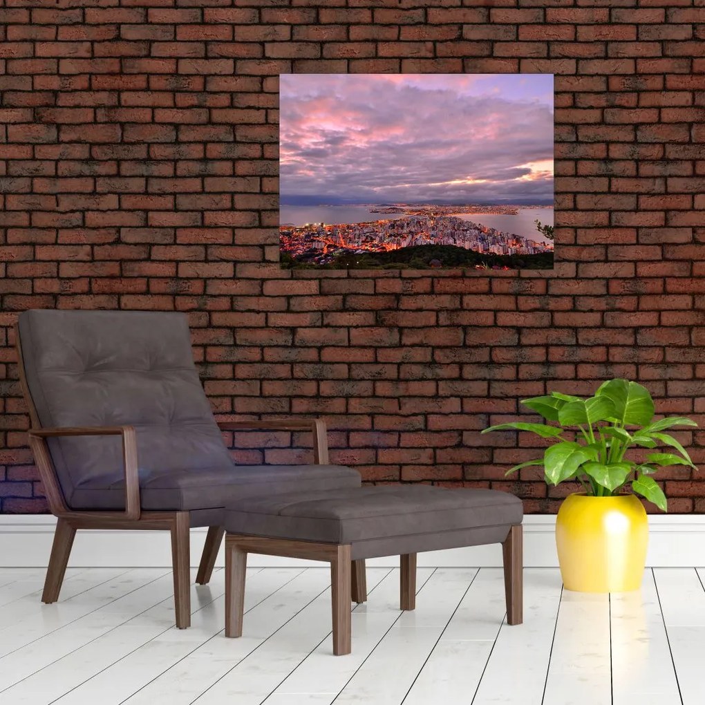 Obraz na szkle - Zmierzch nad miastem (70x50 cm)