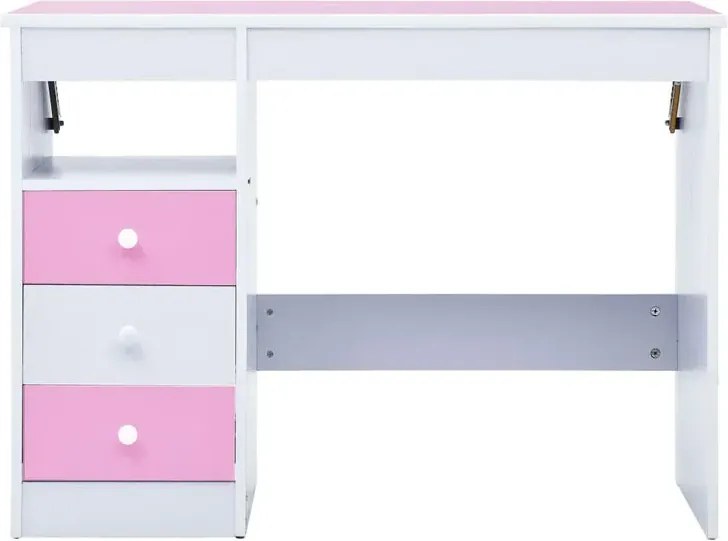 Różowo-białe biurko dziecięce z uchylnym blatem F6-L91