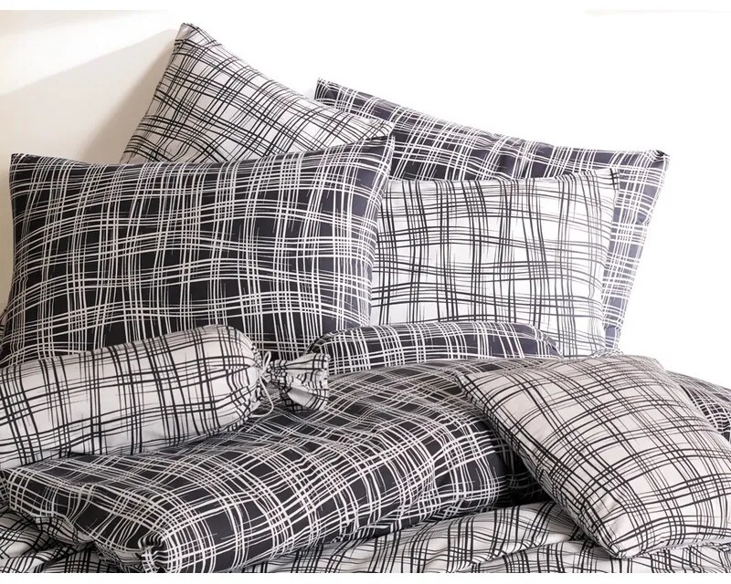 BedTex Bawełniana pościel Straw czarna, 220 x 200cm, 2 szt. 70 x 90 cm
