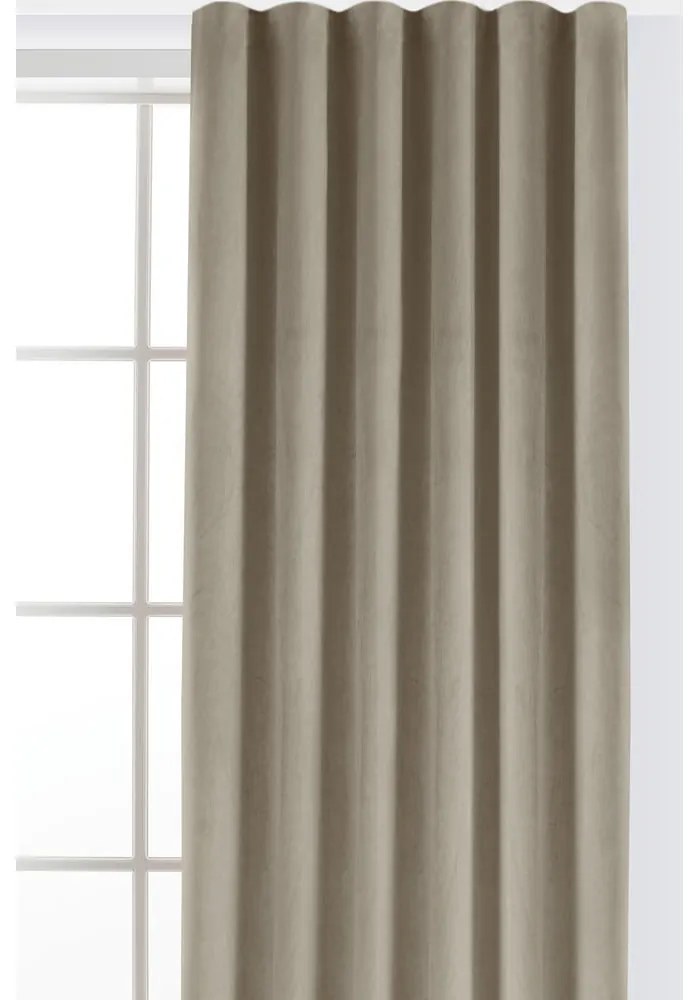 Beżowa aksamitna zasłona częściowo zaciemniająca (dimout) 400x250 cm Velto – Filumi