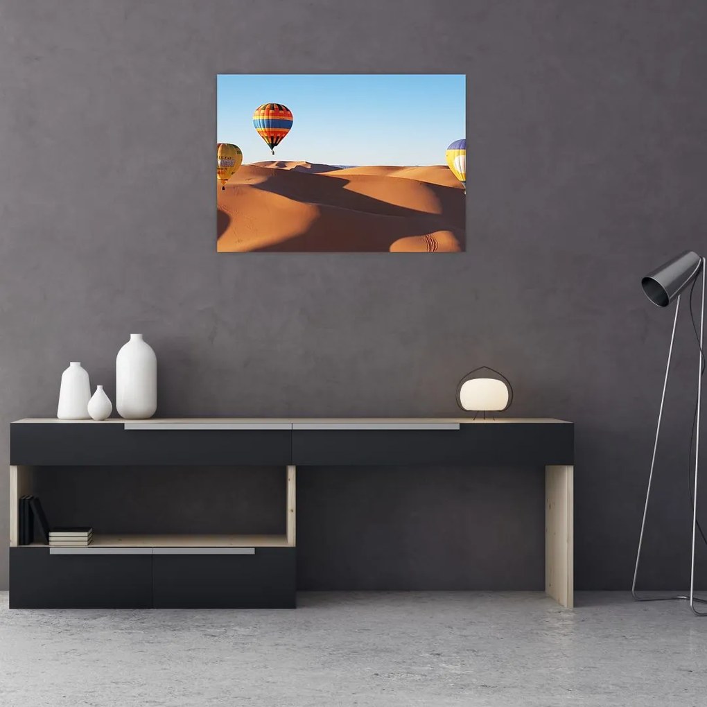 Obraz - latające balony na pustyni (70x50 cm)