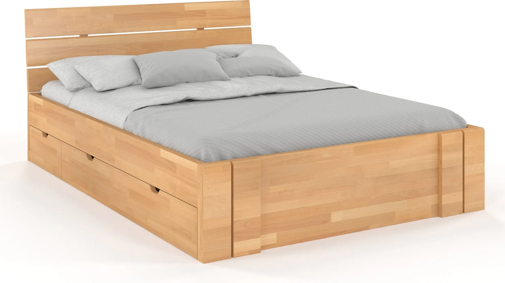 Łóżko bukowe Visby Arhus High Drawers