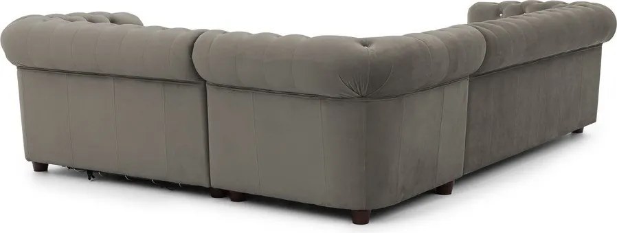 Szary aksamitny rozkładany narożnik (prawostronny/w kształcie litery L) York Blik – Ropez