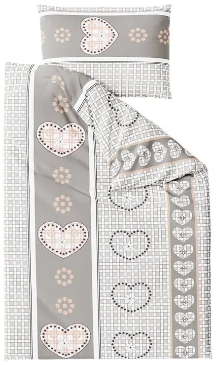 PrzytulneMieszkanie.pl PrzytulneMieszkanie.pl Bawełniana pościel HEART RETRO BLEND szara kieszeń hotelowa Rozmiar pościeli: 70 x 90 cm | 140 x 200 cm