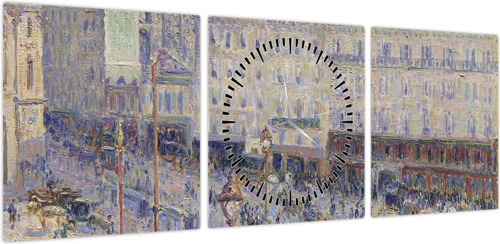 Obraz - Camille Pissarro, The Place du Havre, reprodukcje (z zegarem) (90x30 cm)