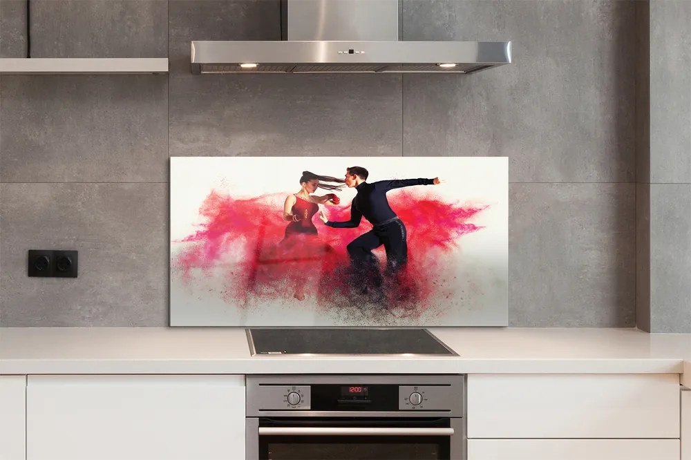 Szklany Panel Taniec w Czerwonym Dymie