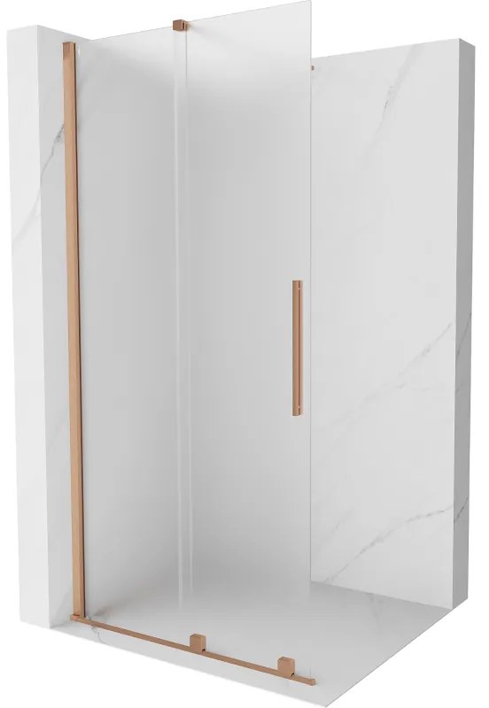 Mexen Velar ścianka prysznicowa rozsuwana Walk-in 75 x 200 cm, szron 8 mm, miedź szczotkowana - 871-075-000-33-65