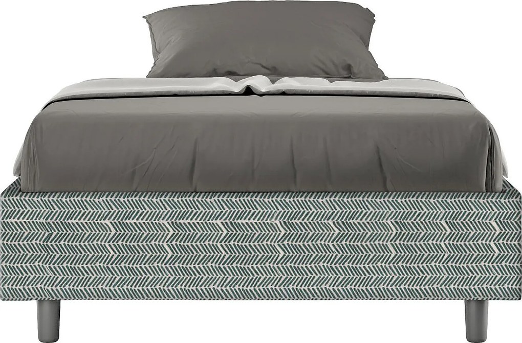 Łóżko wyposażone w stelaż z listwami z pojemnikiem tapicerowane 120x190 tkaniny Aragona 7 błękitny Azelia