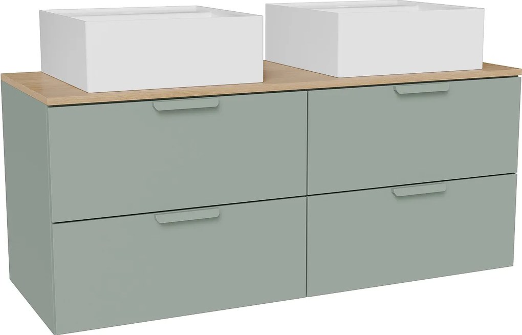 Podwieszana szafka łazienkowa z umywalką nablatową kwadratową - Migdałowa zieleń - szer. 120 cm AVORELI