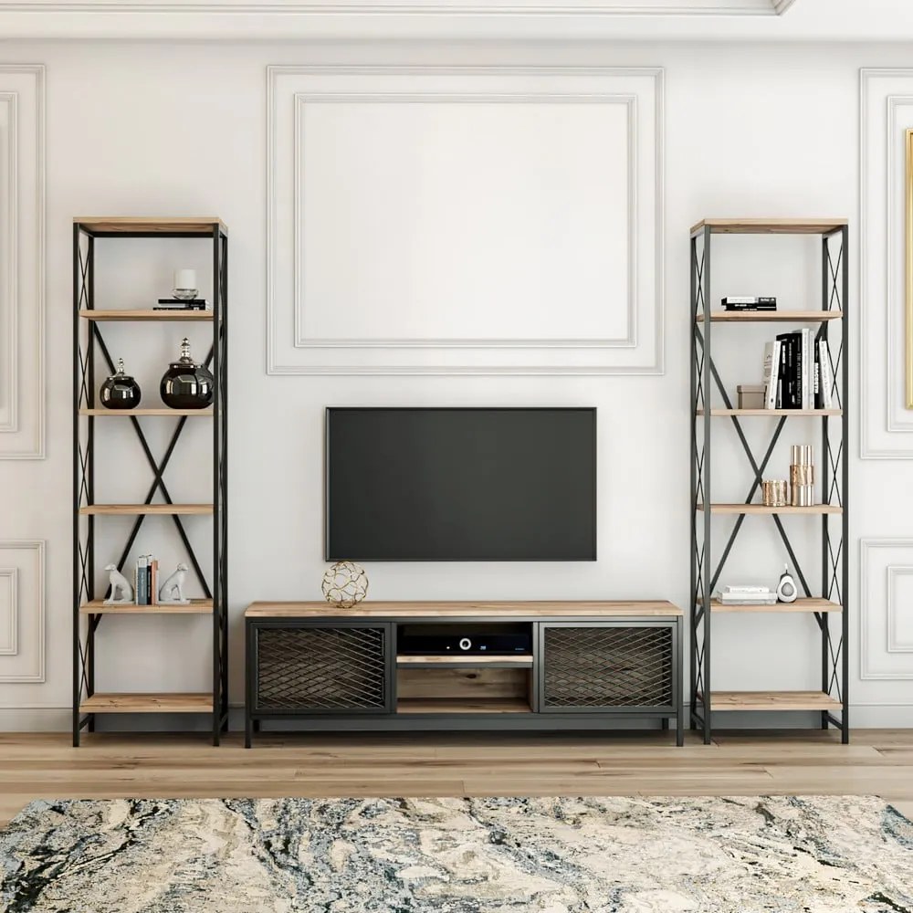 Antracytowy zestaw pod TV 150x47 cm Maxim – Kalune Design