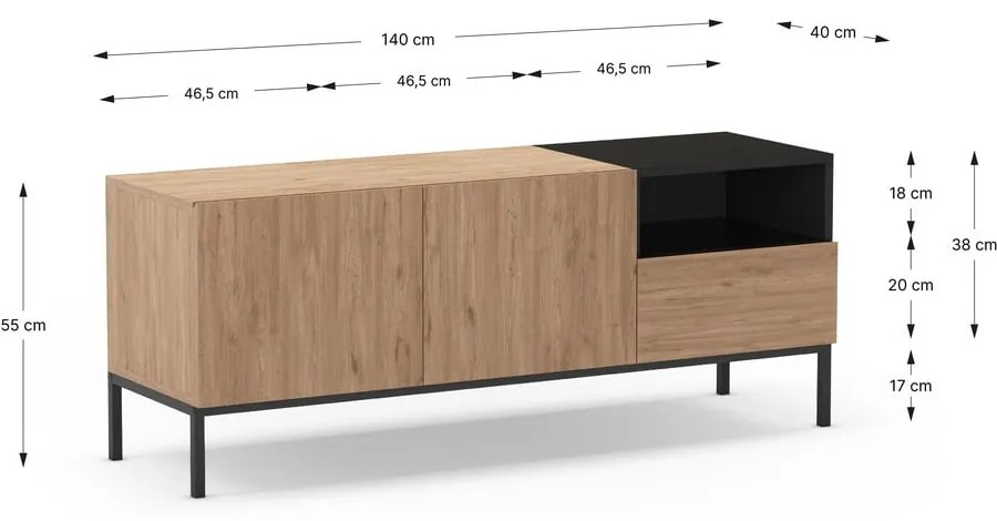 Szafka pod TV w naturalnym kolorze 140x55 cm Cailin – Marckeric