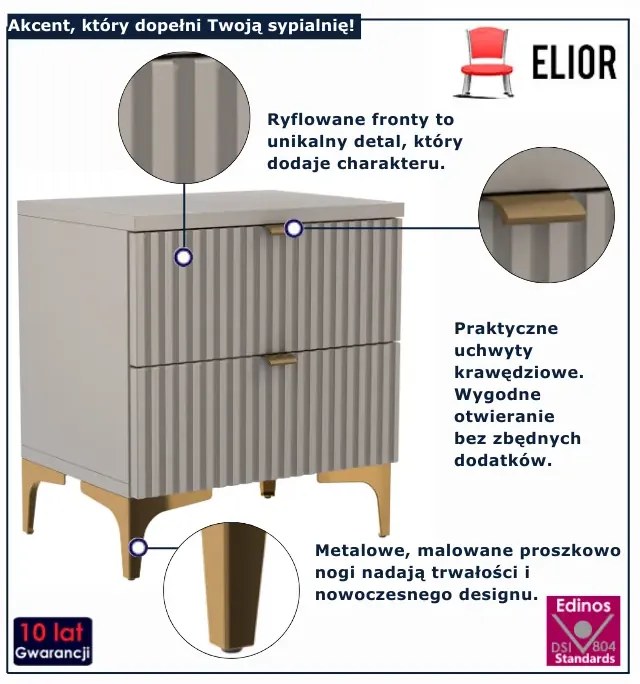 Beżowy stolik nocny na nóżkach D4-L50