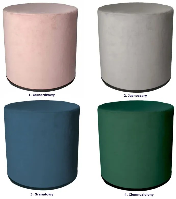 Jasnoróżowa okrągła tapicerowana welurem pufa C9-W34