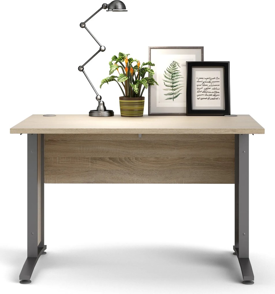 Biurko proste Prima dąb sonoma 120 szare nogi