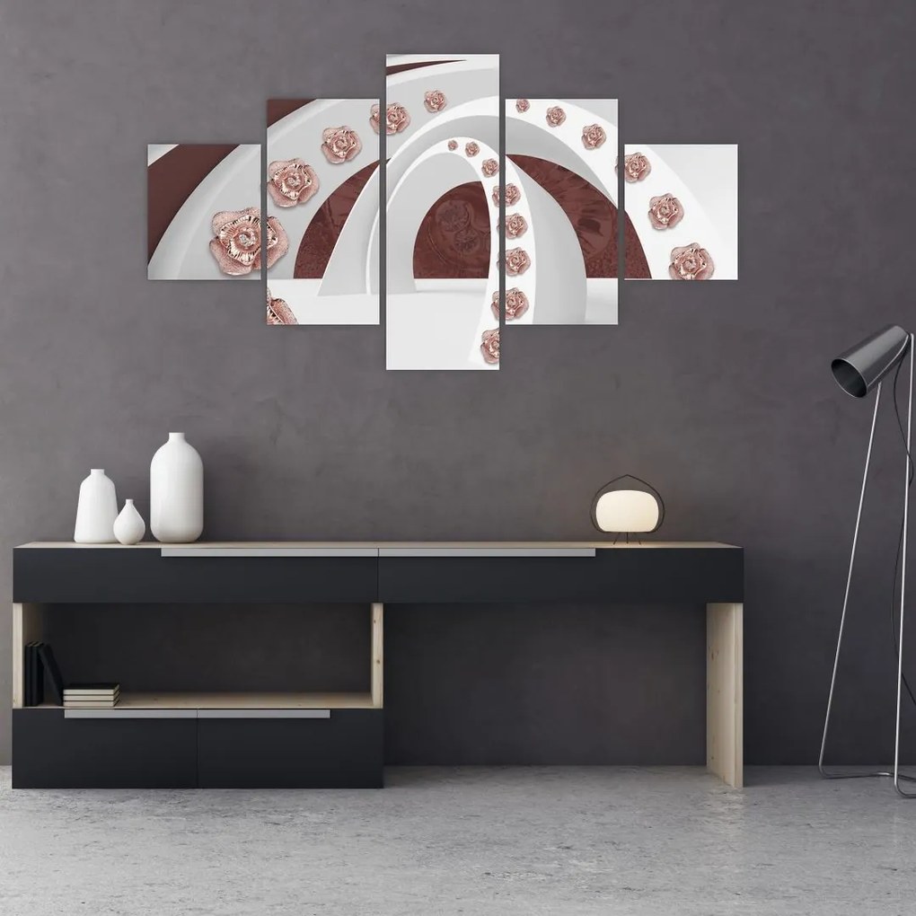 Obraz - Chmury 3D z kwiatami (125x70 cm)