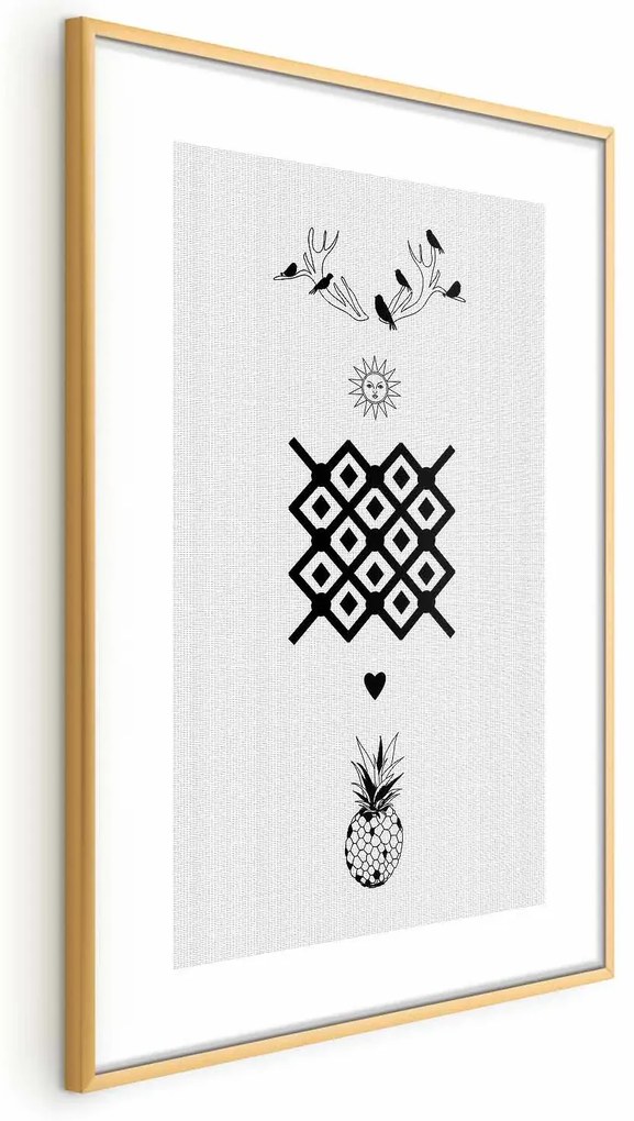 Plakat Szczęście 21x30 cm z ramą złotą bez marginesu ARTGEIST B
