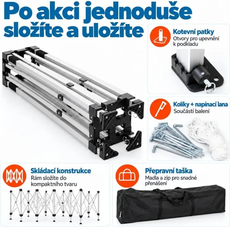 Pawilon ogrodowy rozkładany 3 x 6 m - niebieski