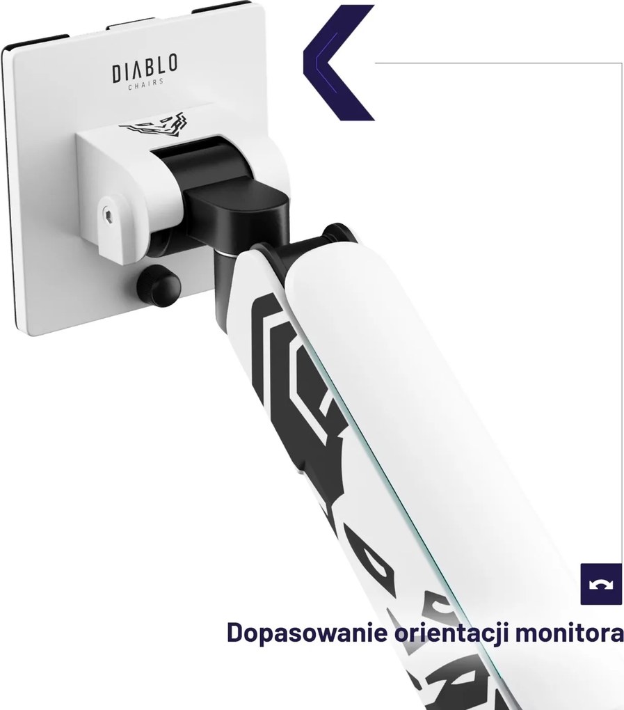 Uchwyt regulowany na monitor 49 cali LED RGB Diablo X-Arm, biało-czarny
