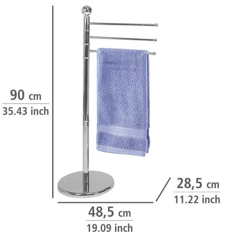 Stojak na ręczniki - 3 ramienny, chromowany, WENKO