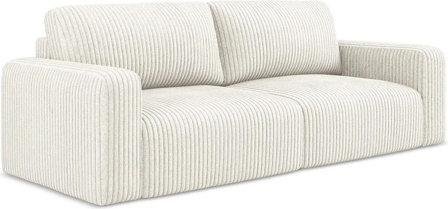 Kremowa sztruksowa rozkładana/ze schowkiem sofa 252 cm Kona – Makamii