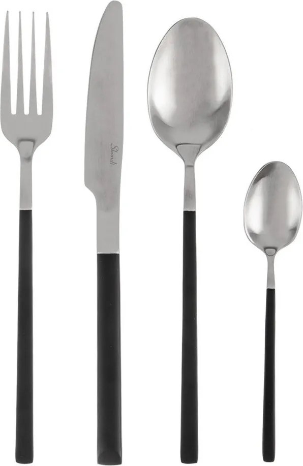 Sztućce ze stali nierdzewnej w czarno-srebrnym kolorze 24 szt. Skandi – Orion
