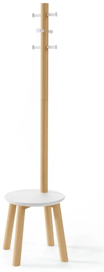 Biały wieszak z drewna kauczukowego Pillar – Umbra