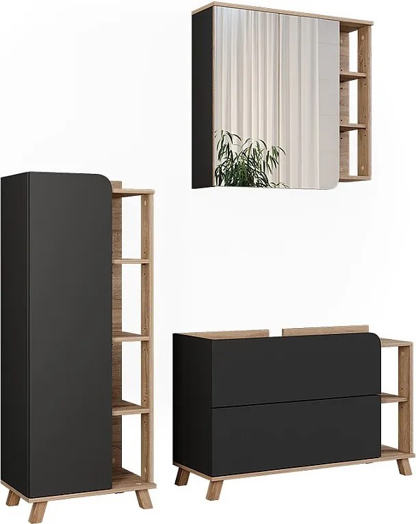 Zestaw mebli łazienkowych sonoma/antracyt 100x35x65 karen