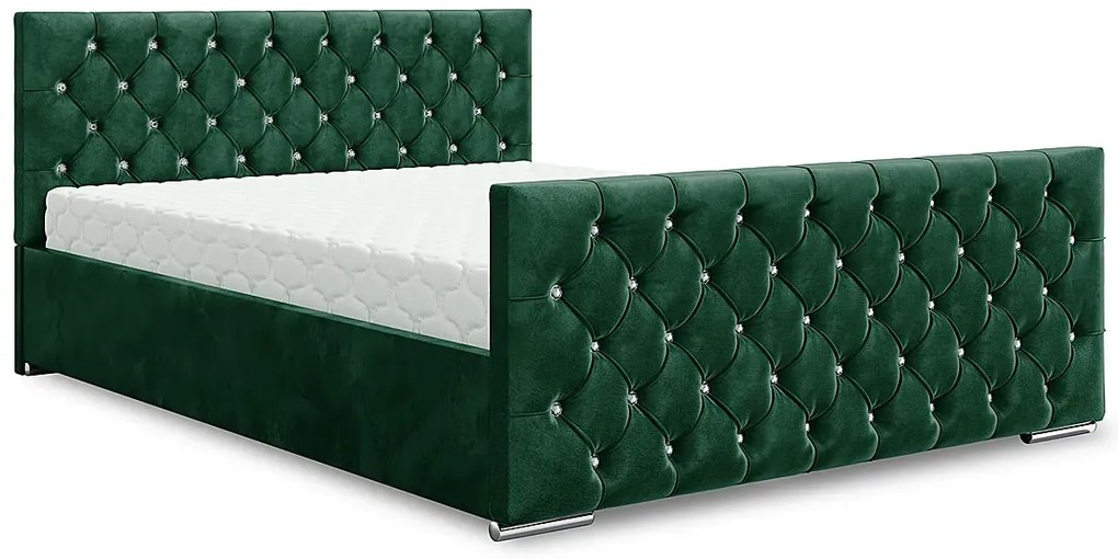 Ciemnozielone welurowe łóżko pikowane 5 rozmiarów K2-K96