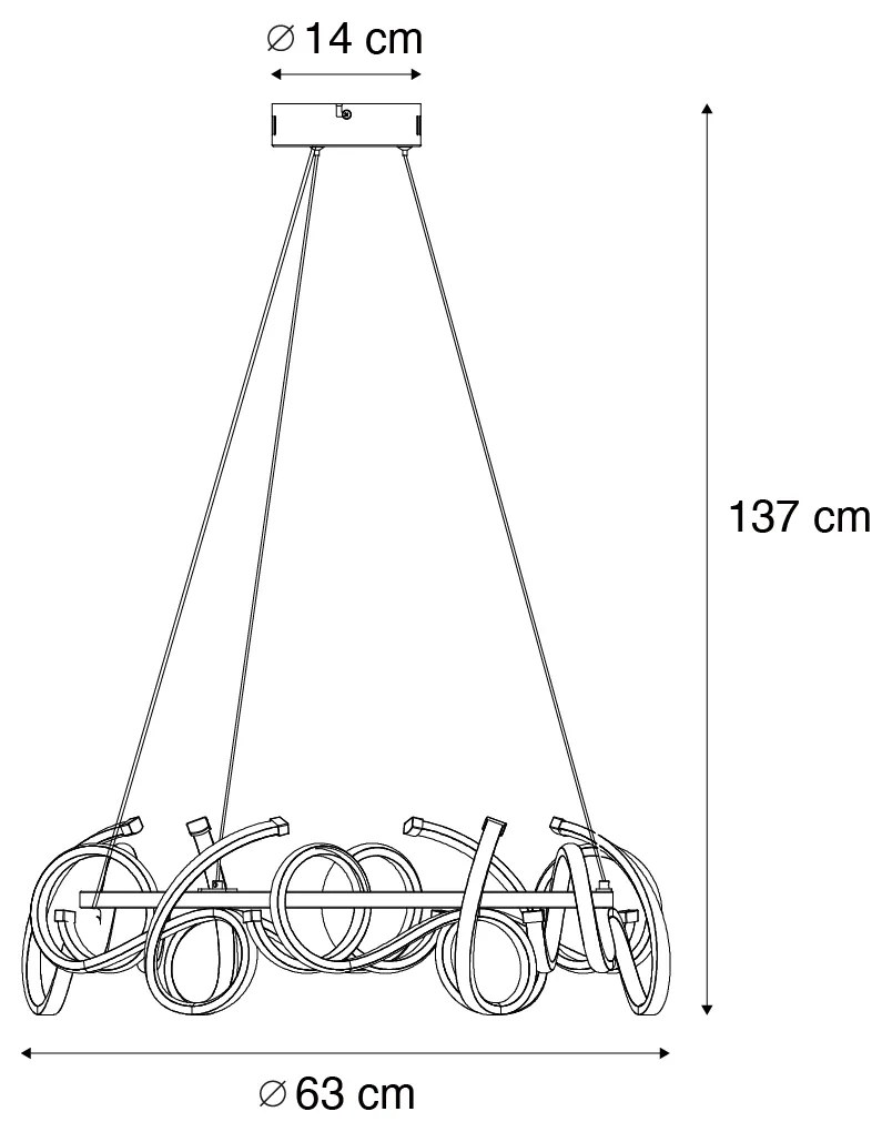 Designerska lampa wisząca złota okrągła z 3-stopniowym ściemnianiem - Krisscross Nowoczesny Oswietlenie wewnetrzne