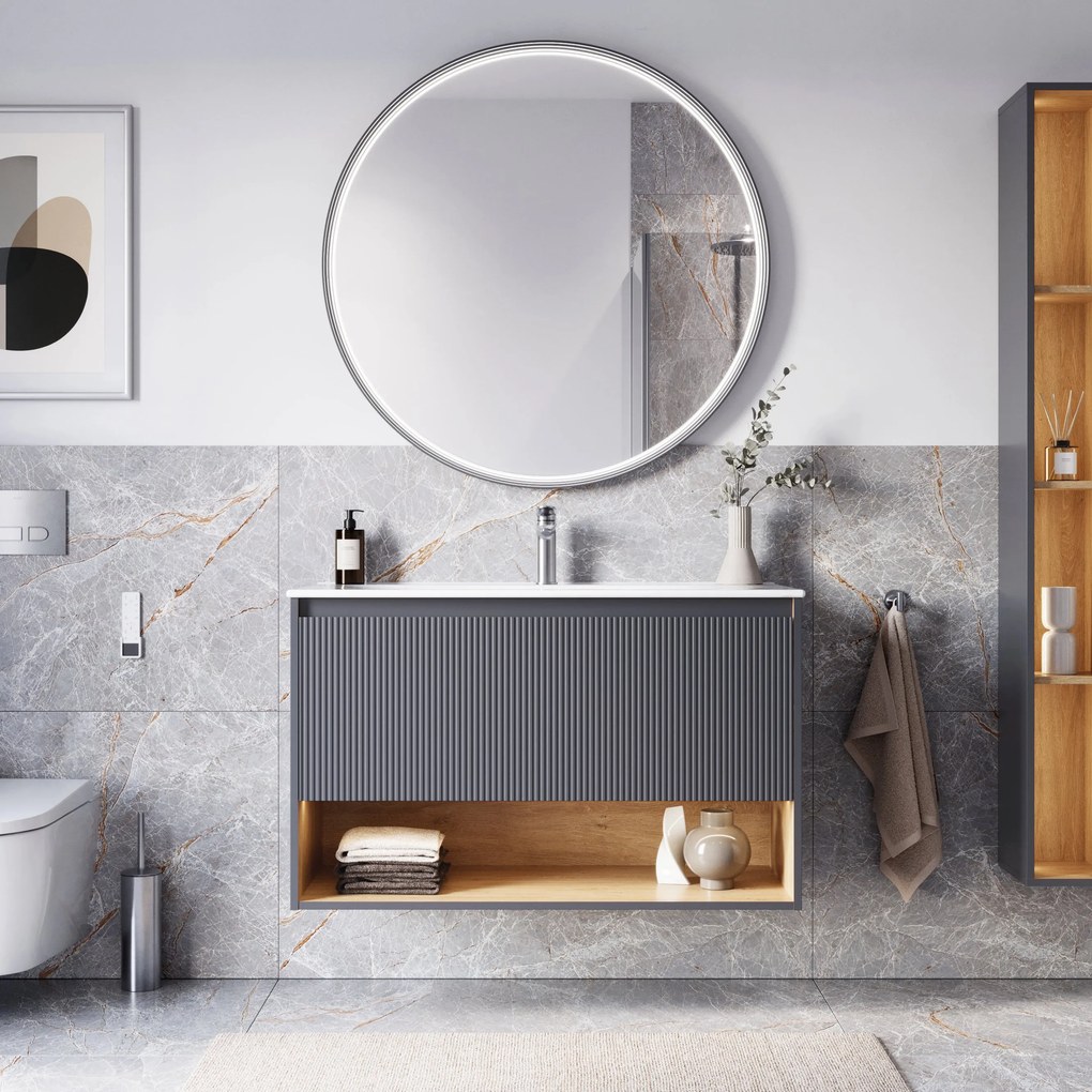 Szafka pod umywalkę BELDIVO 100 cm z umywalką ceramiczną