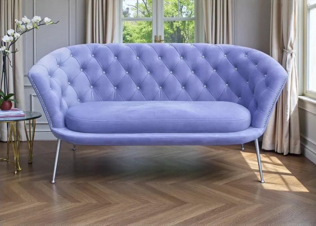 Tapicerowana i pikowana sofa muszelka Shelly
