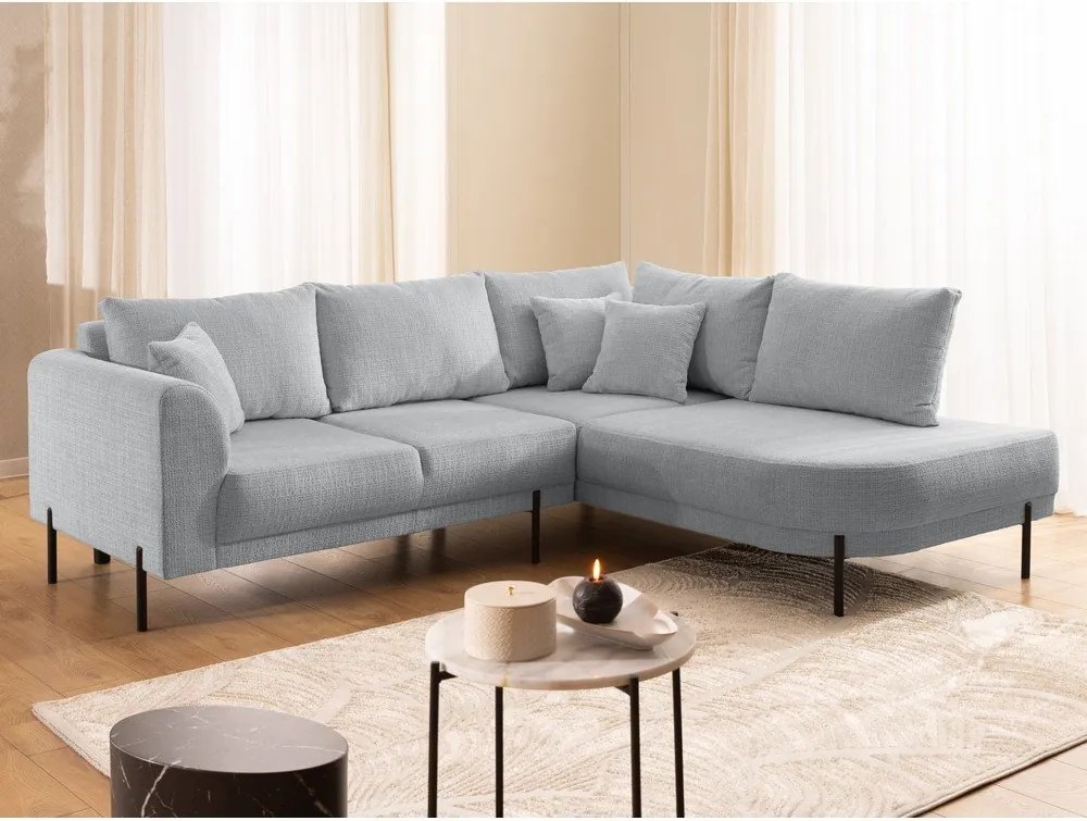 Jasnoszary narożnik z tkaniny szenilowej (prawostronny/w kształcie litery L) Mauris – Ropez