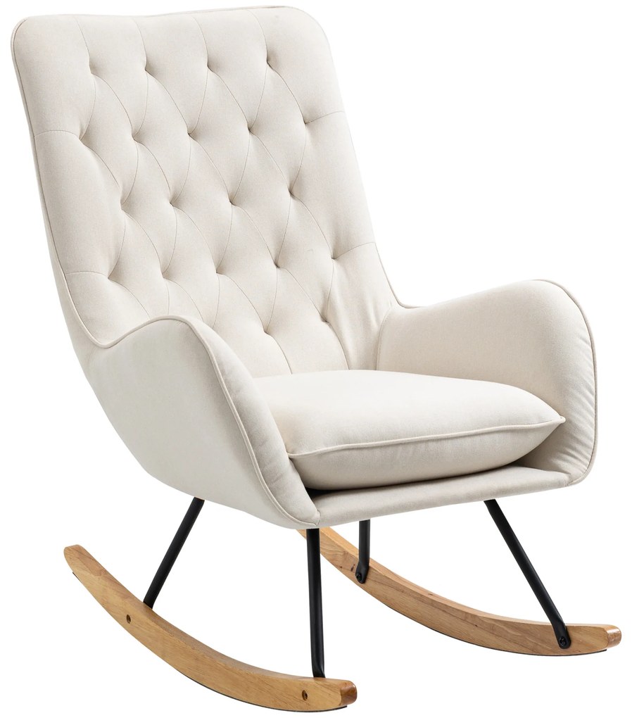 HOMCOM Fotel Bujany Skandynawski Styl Welurowy Kremowobiały 69x90x100 cm Elegancja w Domu | Aosom PL