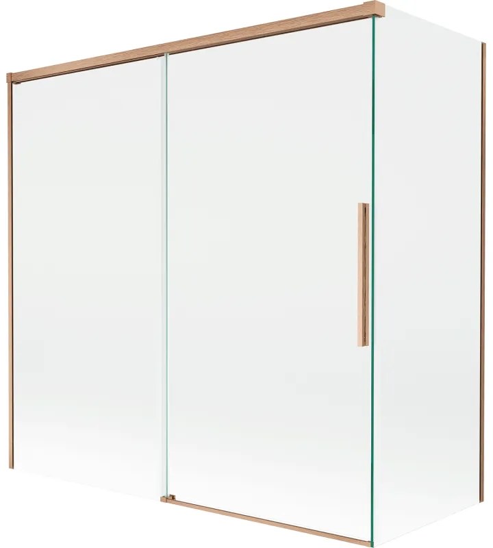 Mexen Rox parawan nawannowy 2-skrzydłowy rozsuwany 160 + 70 x 150 cm, transparent, miedż szczotkowana - 8C9-160-070-65-00
