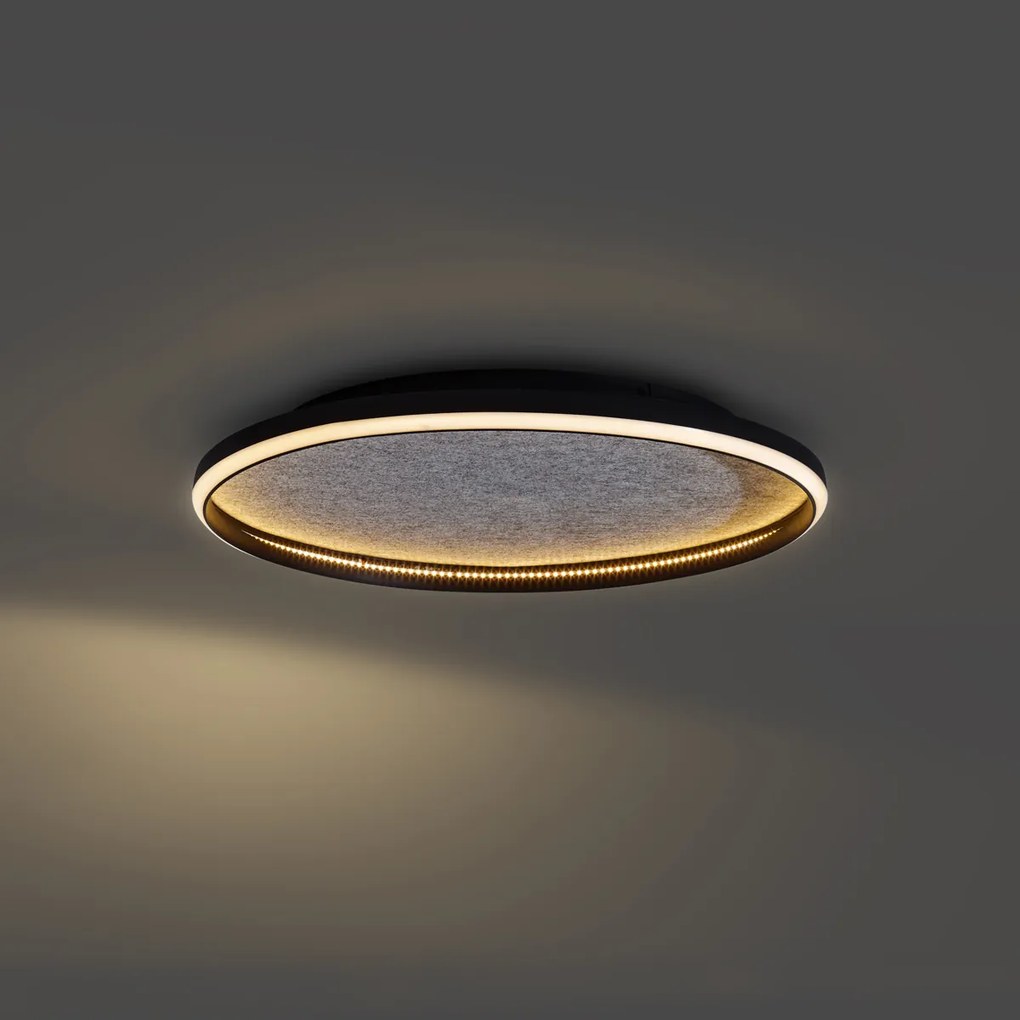 Designerska lampa sufitowa czarna z filcem z LED 3-stopniowo ściemnialna - Xavi Felt