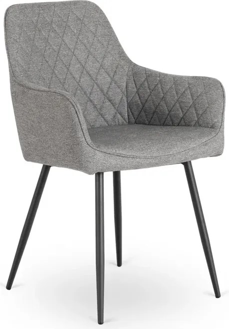 Zestaw Stół Prostokątny Rozkładany HAMPTON 160-240 cm Dąb/Czarny i 4 Krzesła Tapicerowane BRESSO 2 Szare