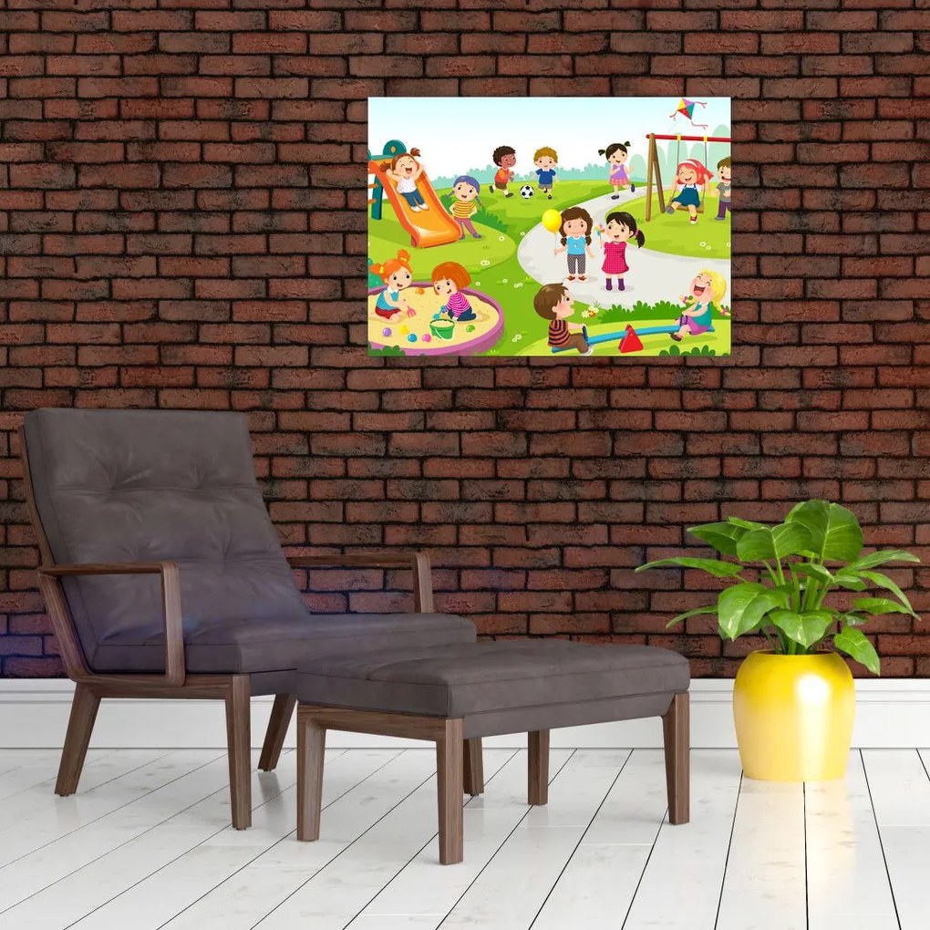 Obraz na szkle dziecięcych zabaw w piaskownicy (70x50 cm)