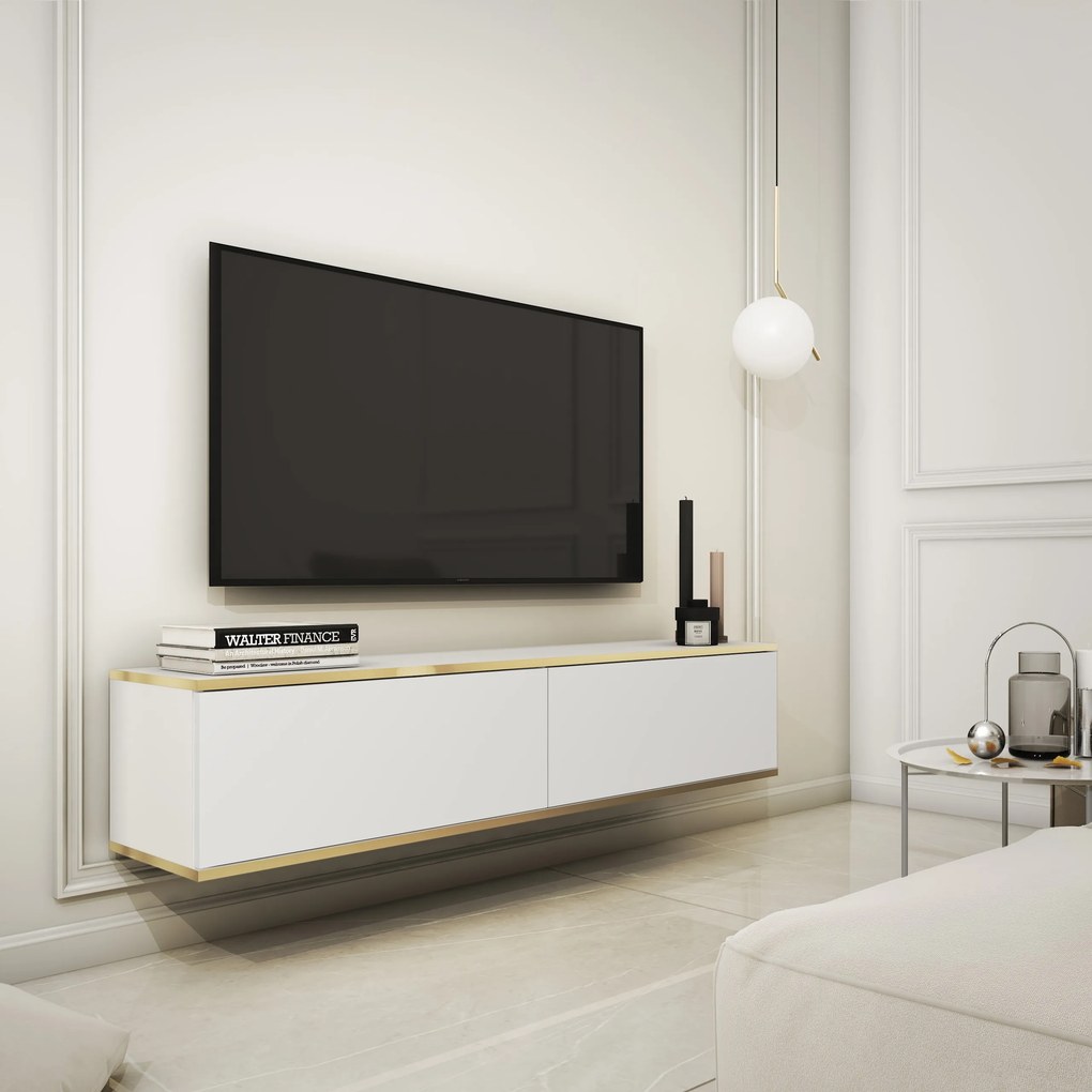 Szafka RTV wisząca VENEZIA 135 cm do Salonu pod Telewizor - Biały