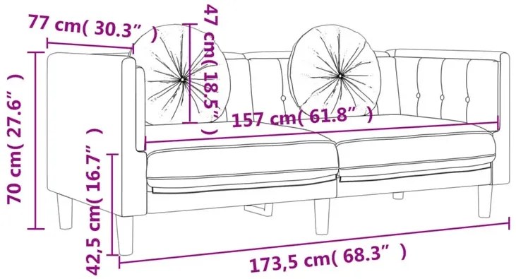 Czarna sofa 2-osobowa z poduszkami - FINO 4X