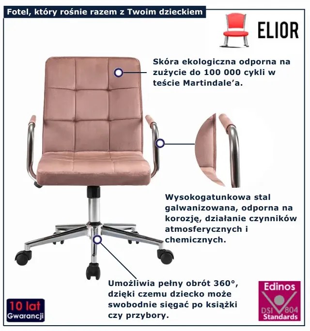 Krzesło obrotowe w kolorze pudrowego różu N4-K61