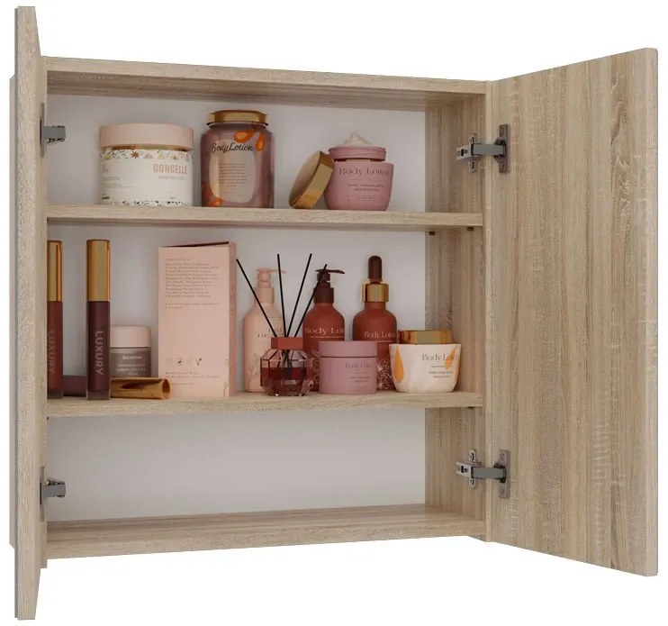 Dwudrzwiowa szafka nad umywalkę z lustrem dąb sonoma N7-Z95