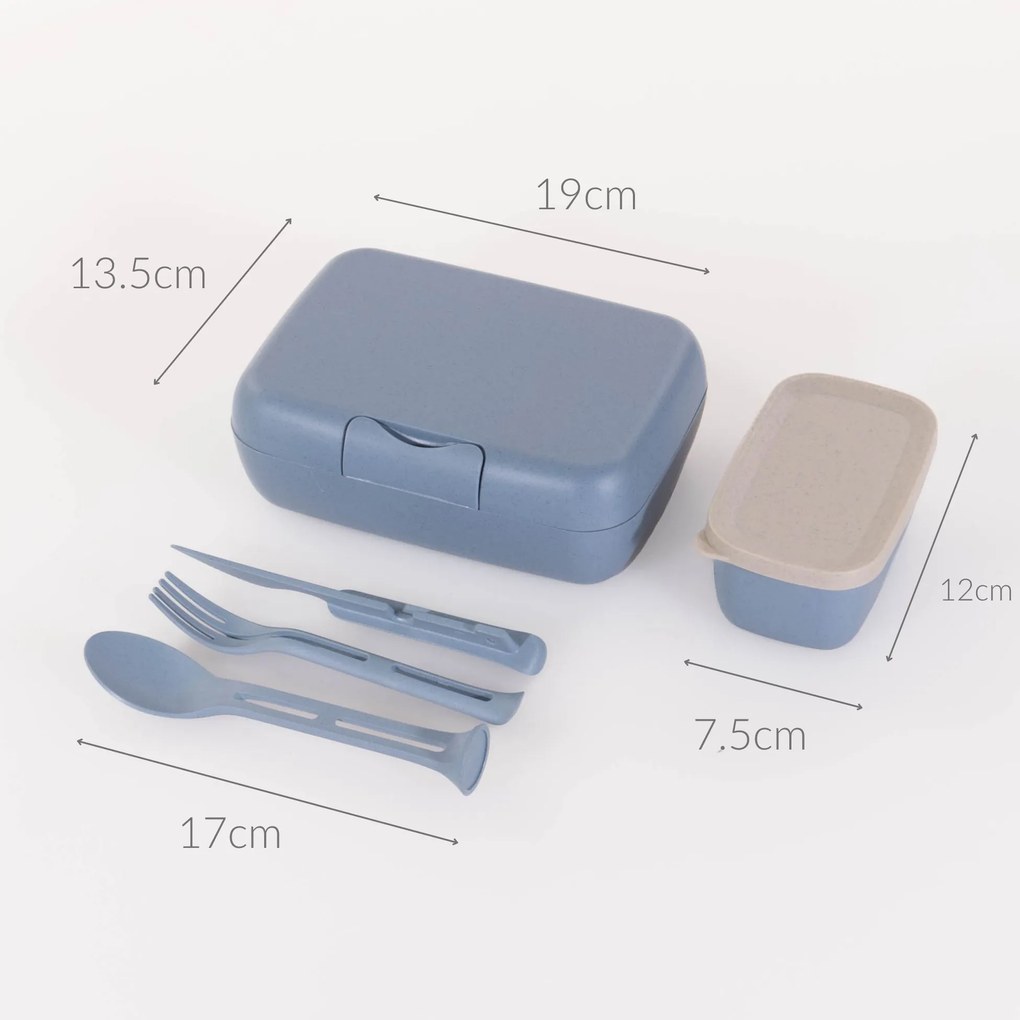 Śniadaniówka z przegródkami CANDY READY + zestaw sztućców, 4 elementy, KOZIOL