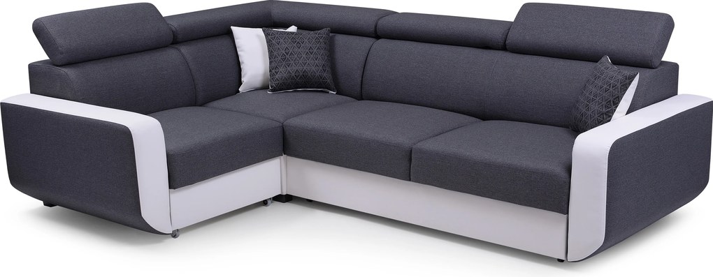 Masseno Narożnik MIRA z funkcją spania i pojemnikiem na pościel Narozniki L, Rozkładana sofa - Szary, INARI 94+MADRYT 920